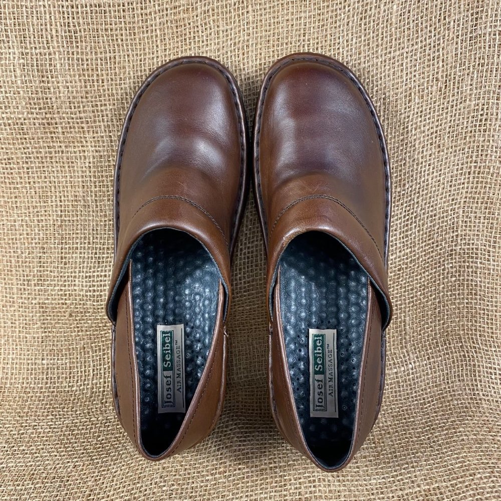 josef seibel slip on shoes loafers clogs brown leather air cushion women size 10 - Picture 9 of 12